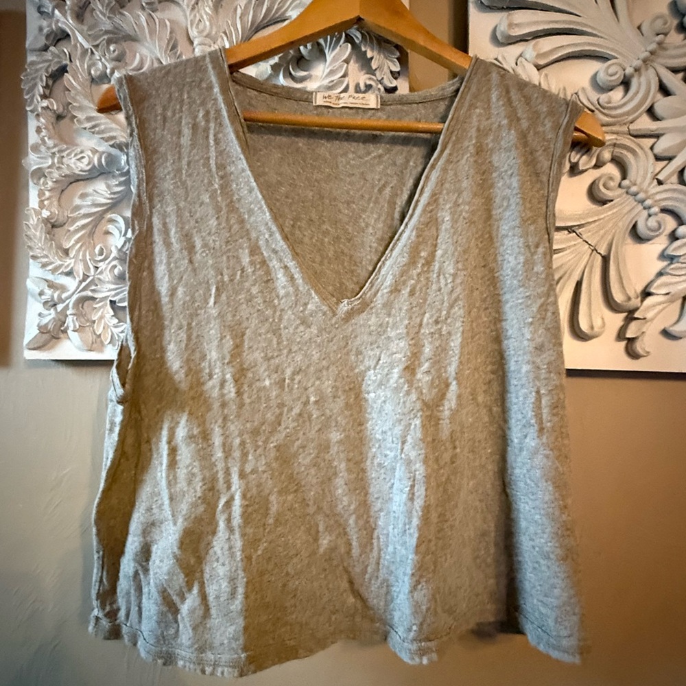 We The Free Free People Gray Relaxed Sleeveless Tank